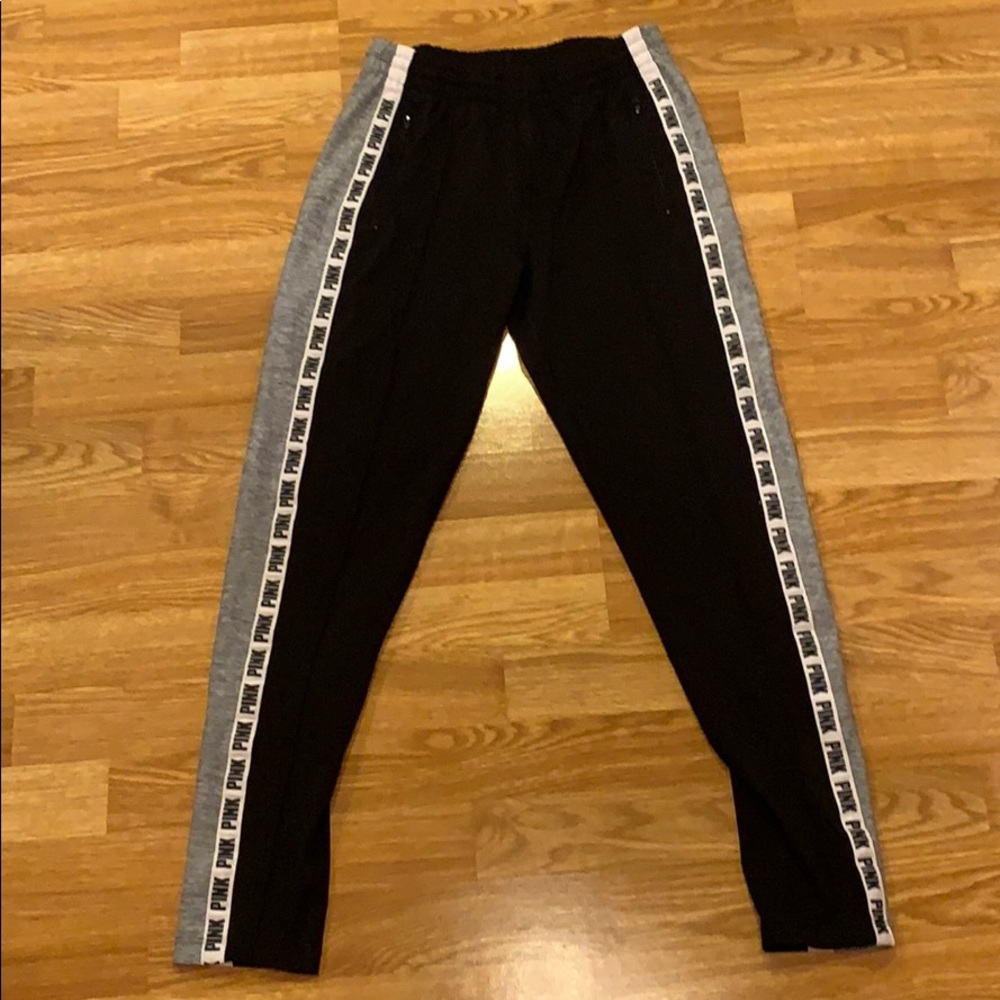 Pink track pants